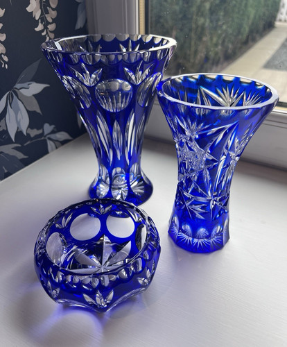 Bohemia crystal vases and - , bowl