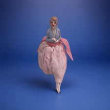 Antique Porcelain Half Doll Pin Cushion As Found