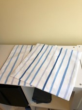 ONE HANDMADE REVERSIBLE CUSHION COVER IN LAURA ASHLEY PAINTERLY STRIPE IN BLUE