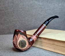 Long Pipe WOLF  Wood carved