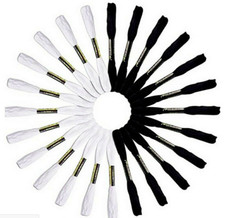 Black White embroidery thread Floss, Cross Stitch Cotton Threads Crochet 8 meter