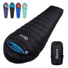 QEZER Down Sleeping Bag 4 Season, Lightweight Winter Sleeping Bag 0 Degree to
