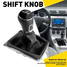 For Vw Passat B7 2011-2014 Chrome/Black 6 Speed Gear Shift Knob + Gaiter Frame