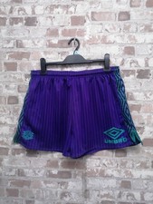Vintage 90s Embroidered Logo UMBRO Soccer Shorts Nylon Purple Size   Large