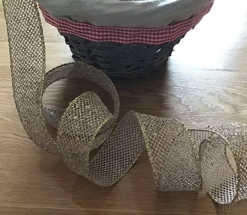 Christmas wired ribbon gold - christmas,