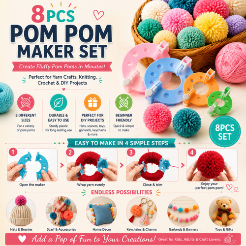 8pcs pom - pom, maker