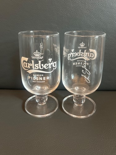 Carlsberg half pint glasses - x2,
