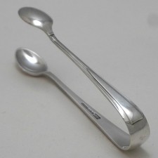 PLAIN PINE Design Garrard & Co London Silver Service Cutlery Sugar Tongs / Nips