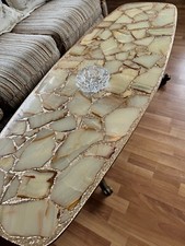 Abalone onyx and gold glitter Arturo Pani Style Coffee Table and Side Table