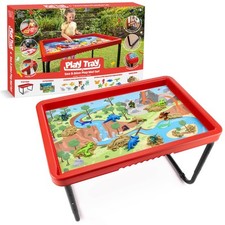 PlayTray Activity Table, Sensory Play with Sea Life and Dinosaur Play Mat Set