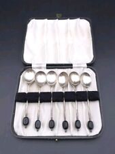 Edward Viner Silver Coffee Bean Finial Tea Spoons Set of 6 with Box