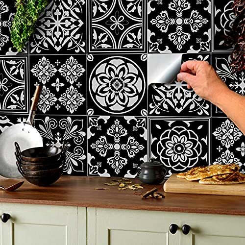 Black tile stickers - tile,