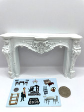 Dolls House Carved Fireplace Surround White Lounge Dining Miniature 1:12th Scale