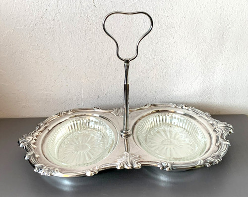 Vintage silver plate - , glass