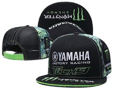 Unisex SnapBack Hat Flat Brim Yamaha/Monster Moto/ Supercross Racing Black