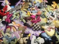 300 Assorted Fabric Applique Mix Bag/Flower/Butterfly/Embellishment/Sewing