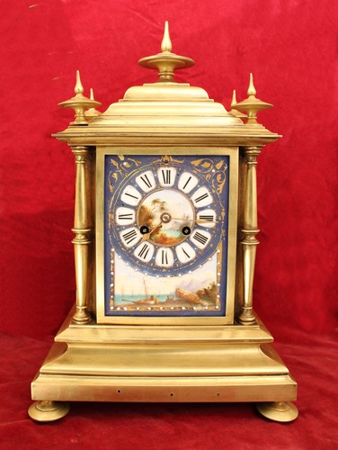 Antique french brass mantel - lg,