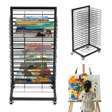 Art Drying Rack Mobile Art Display with 18 Removable Shelves Painting Easel