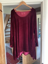 Privatsachen Velvet Plus Size Tunic Top Viscose/Silk Mix Burgundy Red Beautiful