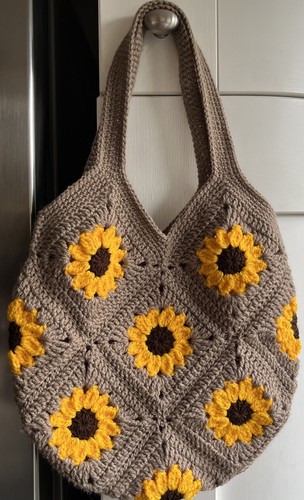 Sunflower hand crochet tote - crochet,