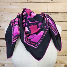 Glentex Vintage Scarf Square 30" x 30" Fuchsia Pink Black Abstract Art Bold