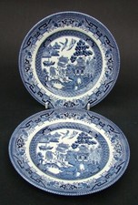 TWO Churchill Blue Willow Side