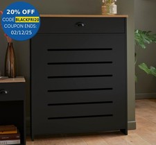 Black Radiator Cover Cabinet Traditional Modern MDF Wood Horizontal Shelf Small