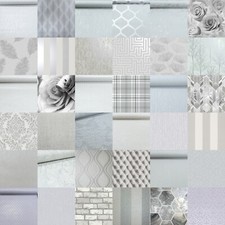 Silver Grey Wallpaper Plain Luxury Glitter Metallic Modern Shiny Various Designs
