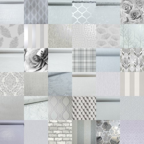 Silver grey wallpaper plain - silver,