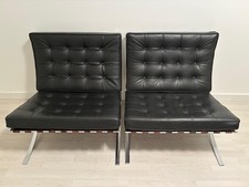 2x Knoll International Barcelona Chair Leder Sessel Schwarz  70er    Original  !