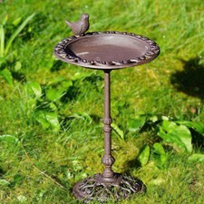 Cast Iron Bird Bath |Outdoor Garden Metal Bird Feeder Antique Freestanding Robin