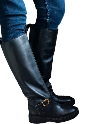 Zara black leather knee - zara, high