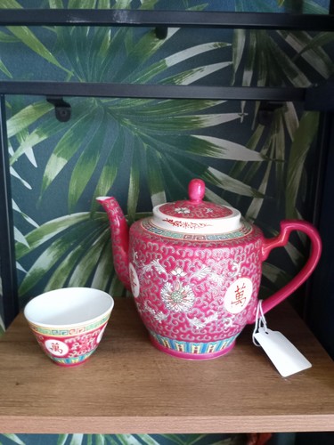Chinese tea pot and cup - and, set
