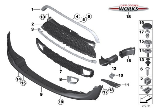 Mini genuine front grille trim - genuine,