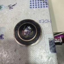 Metal Plate, Ian Logan "Pansies" By MiMi Roberts Set Of 4 plus tin 