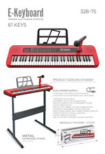 61 Keys Electronic Piano Keyboard (Red) | w/ Microphone For Beginner Kids
