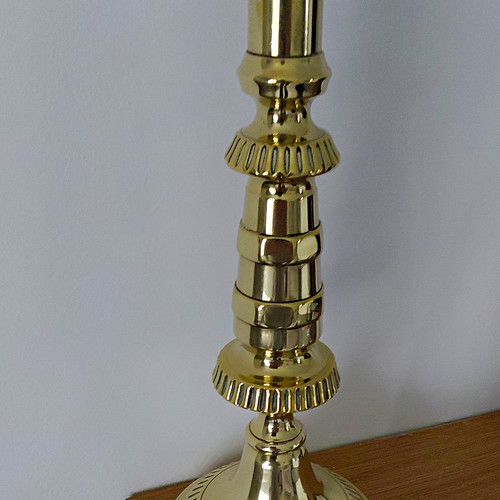 Polished brass candlestick - brass,