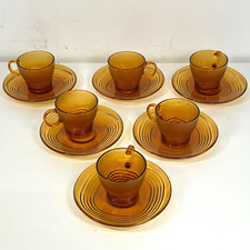 60S Vintage Set Coffee DURALEX Made in France Ambre Glass Glass Coffee Cups
