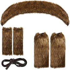 Women Viking Costume Fancy Dress Faux Fur Leg Warmers Arm Warmers Collar Warm