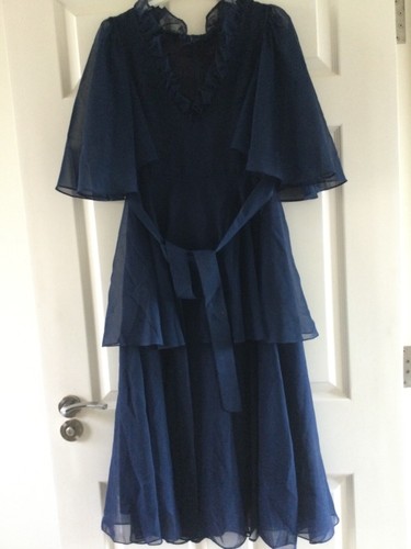 Vintage 80s navy chiffon - 80s,