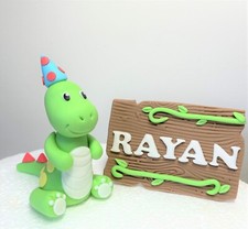 Dinosaur fondant cake topper set. Birthday cake decorations. Dinosaur party