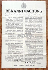 1918 WWI British Army Occupation of Germany - Douglas Haig Proclamation Poster