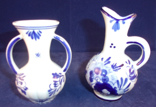 Hand painted delftware blue - blue, &