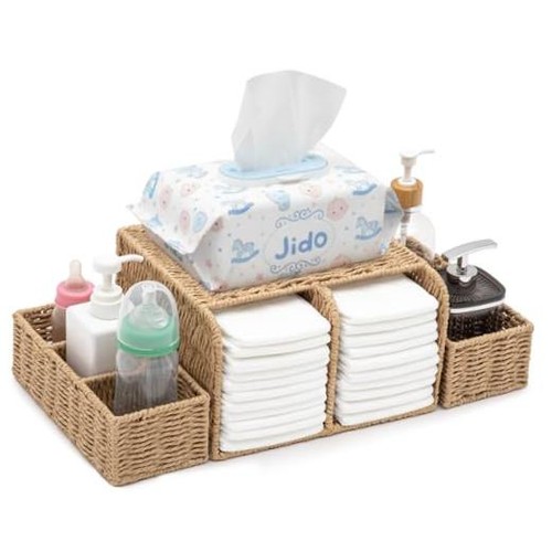 Large wicker diaper caddy - diaper,