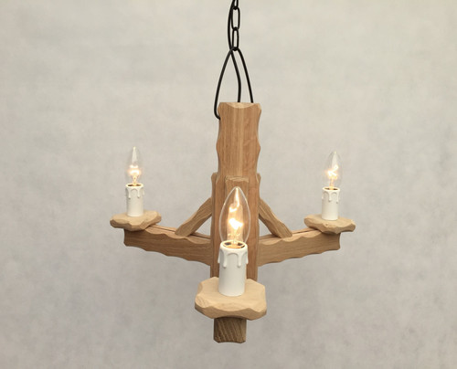 Hand made wooden oak - hand, 3-light