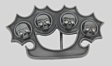 Brass Knuckle Belt Buckle Knuckleduster Antiqued Metal Gray Halloween Costume
