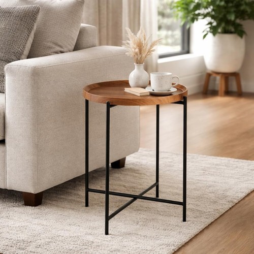 Walnut finish side - table, with