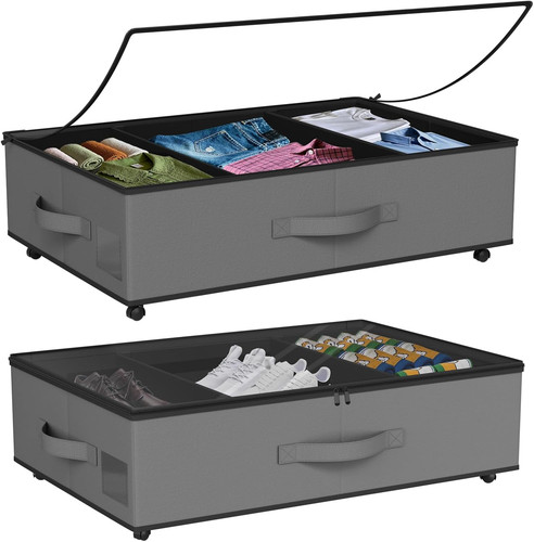 Under bed storage with - bed, wheels
