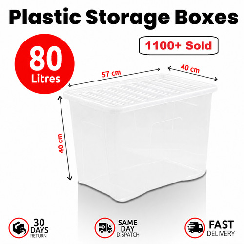 80l clear plastic storage - clear,