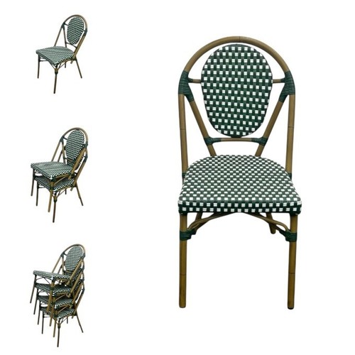 Green rattan bistro chairs - rattan,